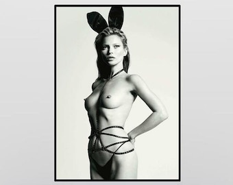 Kate Moss Posters, High Quality Print, Topless Nude Playboy Erotic woman Vo...