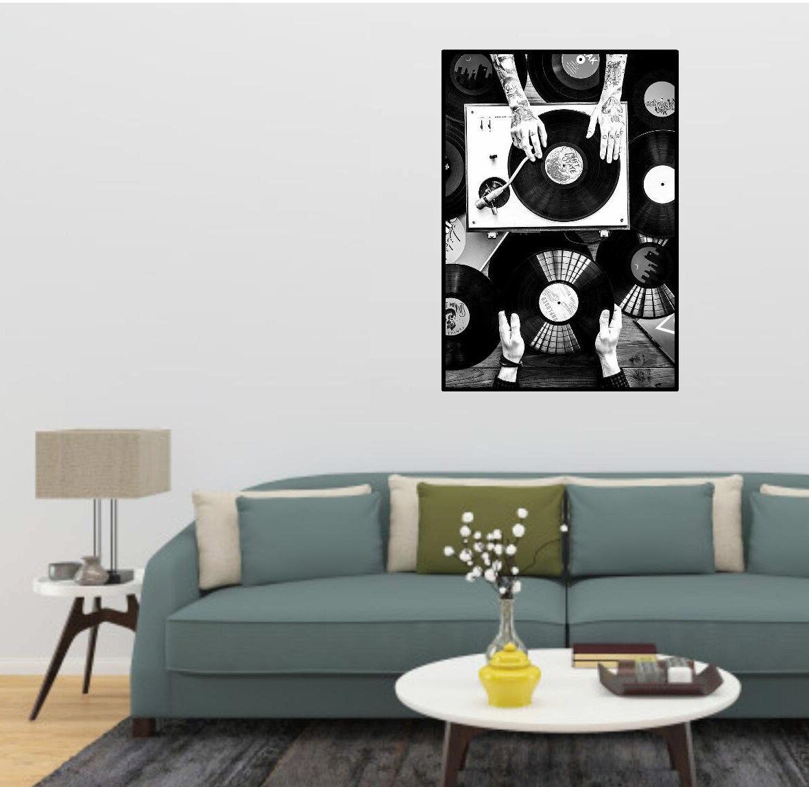 dj vinyl poster black white high quality print music vinyl etsy