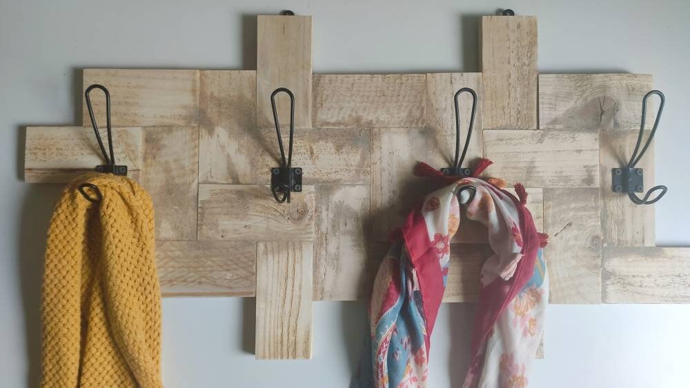 Porte Manteau 4 Patères en Bois