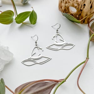 Stainless Steel Witch Hat Earrings: Spooky Halloween Jewelry, Nickel Free