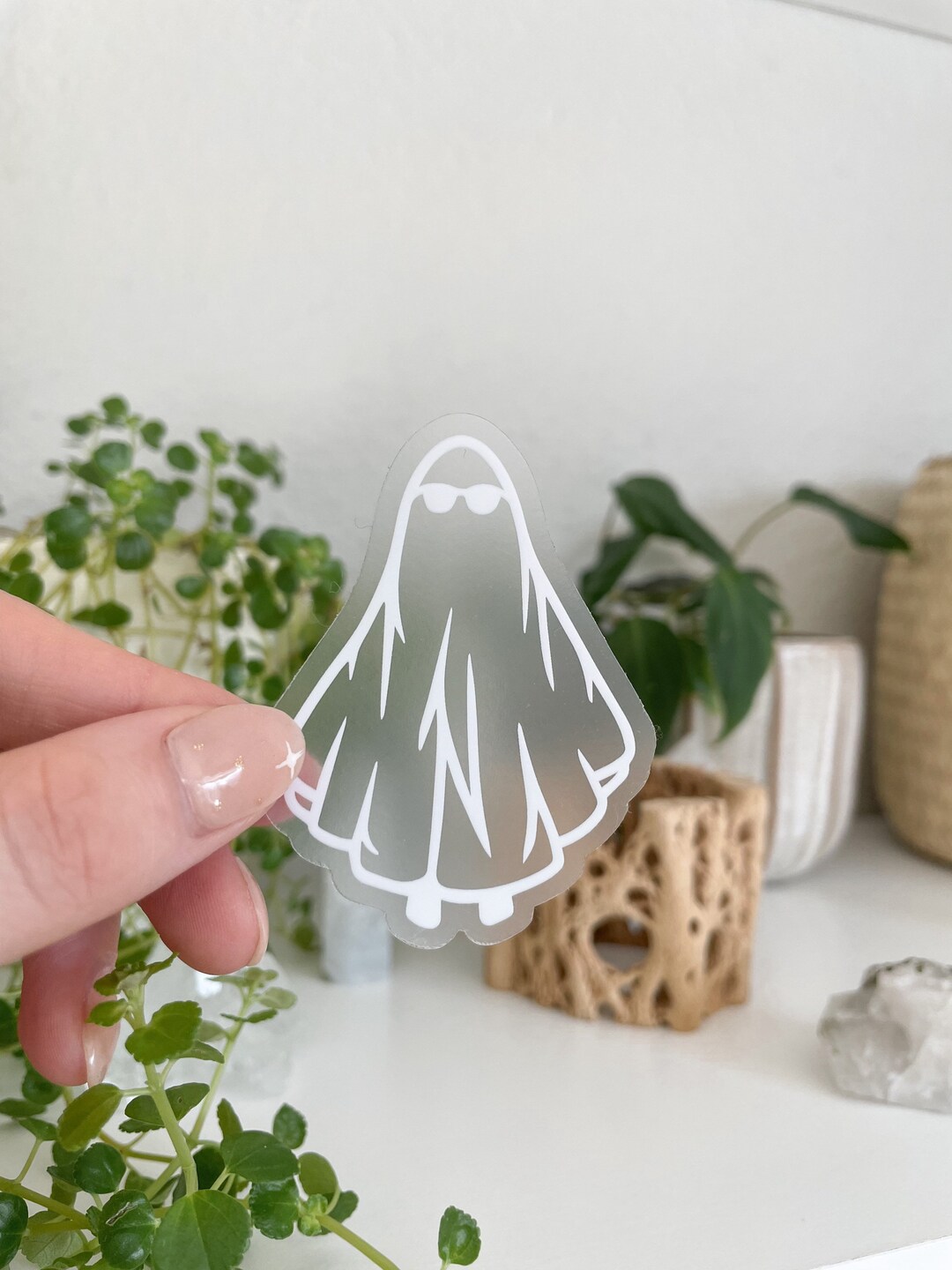 Clear Ghost Sticker: Halloween Ghoul, Clear Vinyl With White Design - Etsy