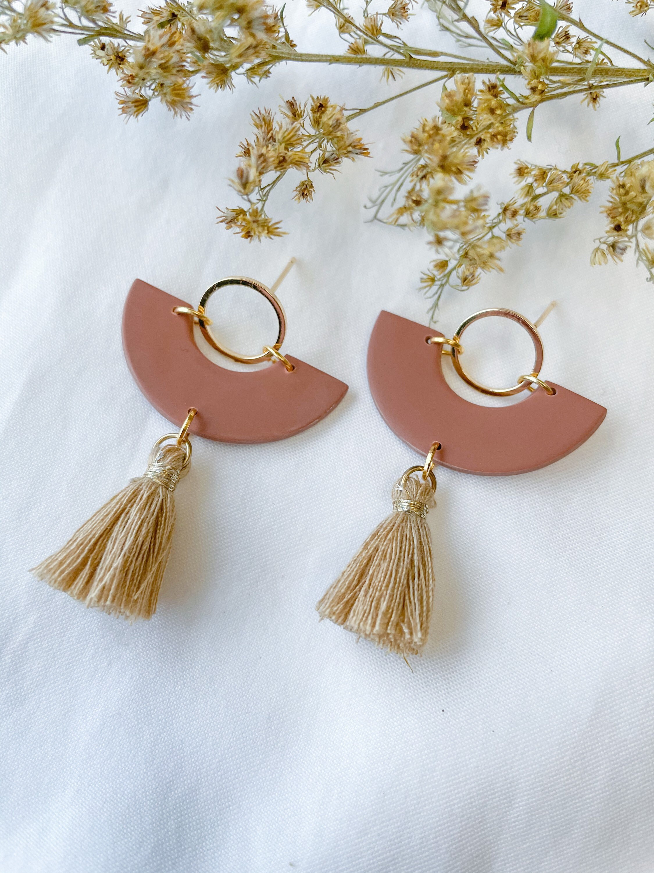 Polymer Clay Earrings Half Circle Earrings cute/simple/fun Etsy