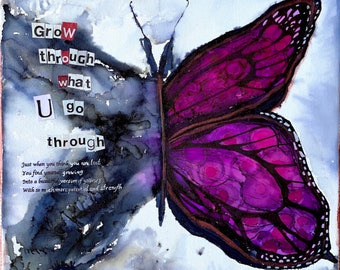 Evolution Art Print: Magenta, Black, and Gray Alcohol Ink Giclée