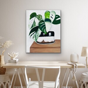 Original Oil Painting: Monstera Variegata Plant Art, Unframed 8x10 Canvas