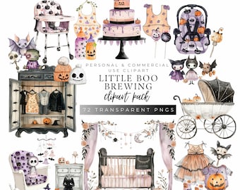 Halloween Baby Clipart: Spooky Nursery Designs (PNG Digital Download)