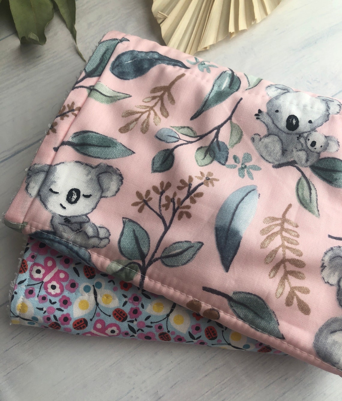 Koala & Ladybirds Set x 2 Handmade Burping Cloths for Etsy