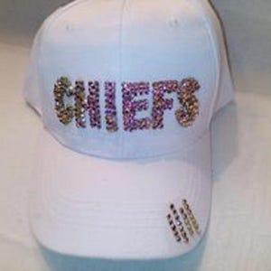 KC Chiefs Kansas City Rhinestone Custom Made by Hand White 