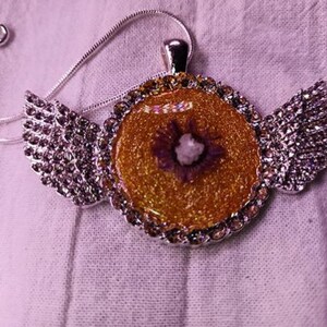 Memorial Cremation Keepsake crystal necklace Angel with Wings Pet Memory cremains Loved One Memory crystals Made to Order Custom Pendant