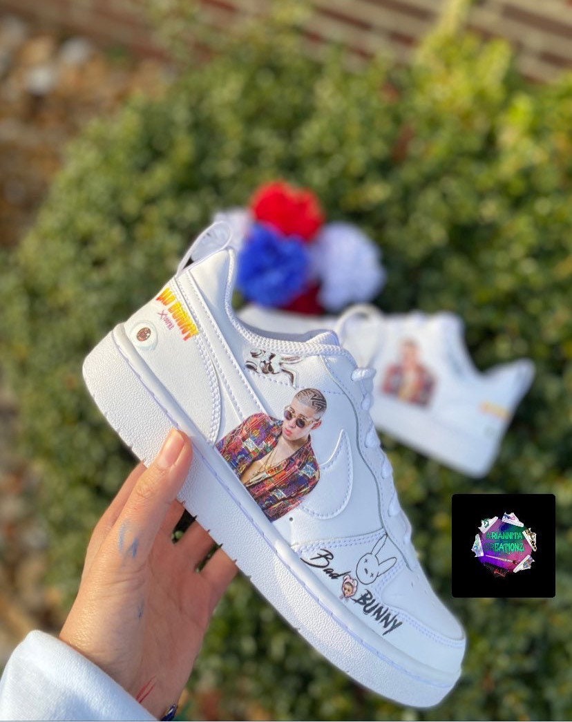 Bad Bunny Nike Air Force 1 of Court Vision Sneakers Reggaeton | Etsy België