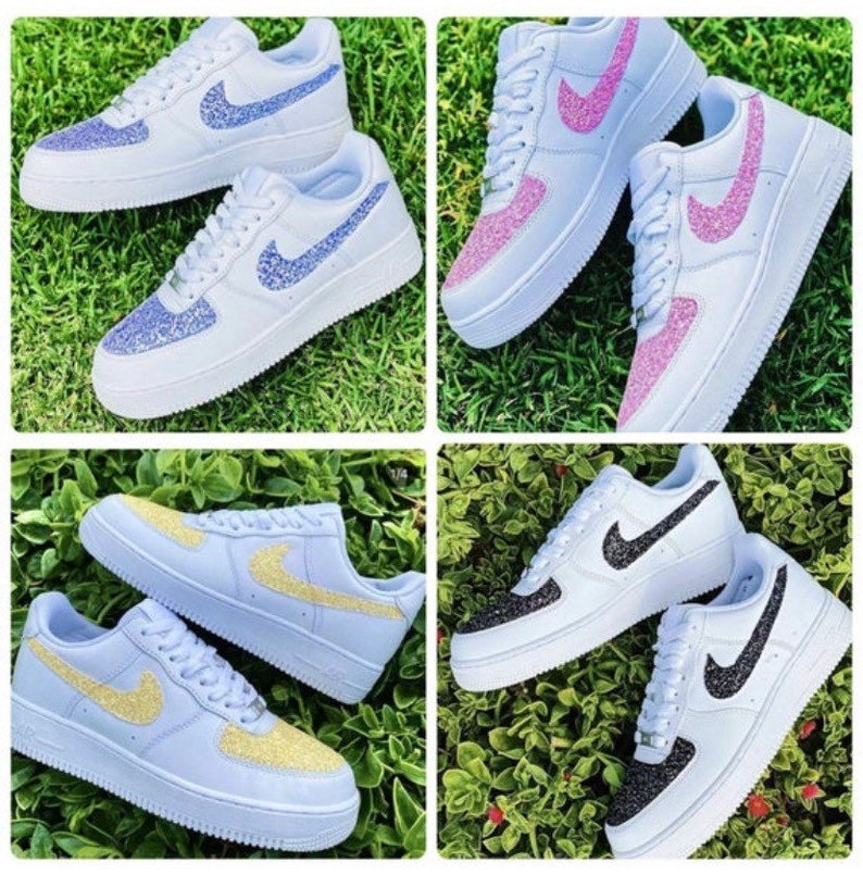 Nike Air Force 1 Glitter Womens Sneakers Choose your Color Etsy