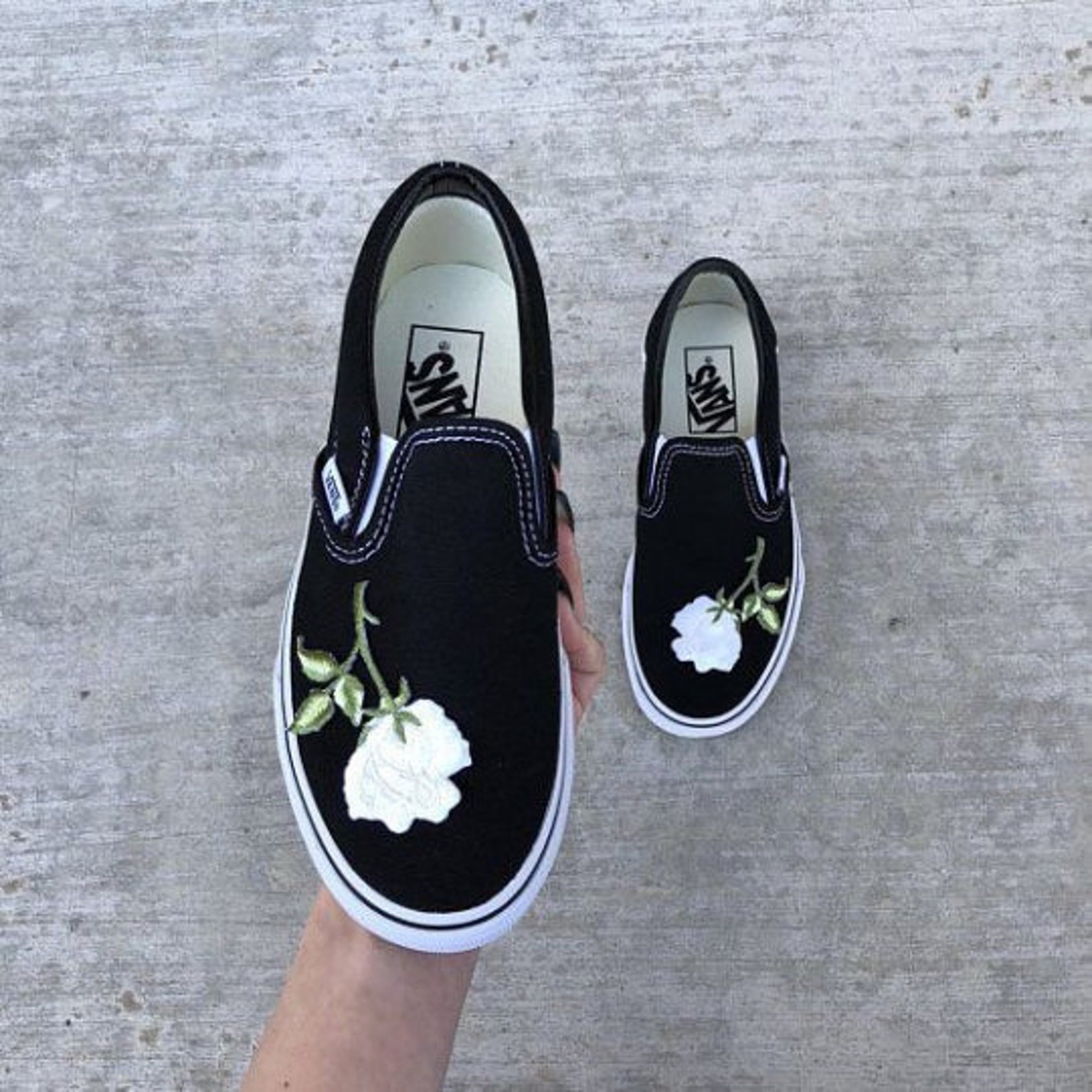 Vans off the Wall Floral Old Skool Cute Custom Sneakers Roses | Etsy