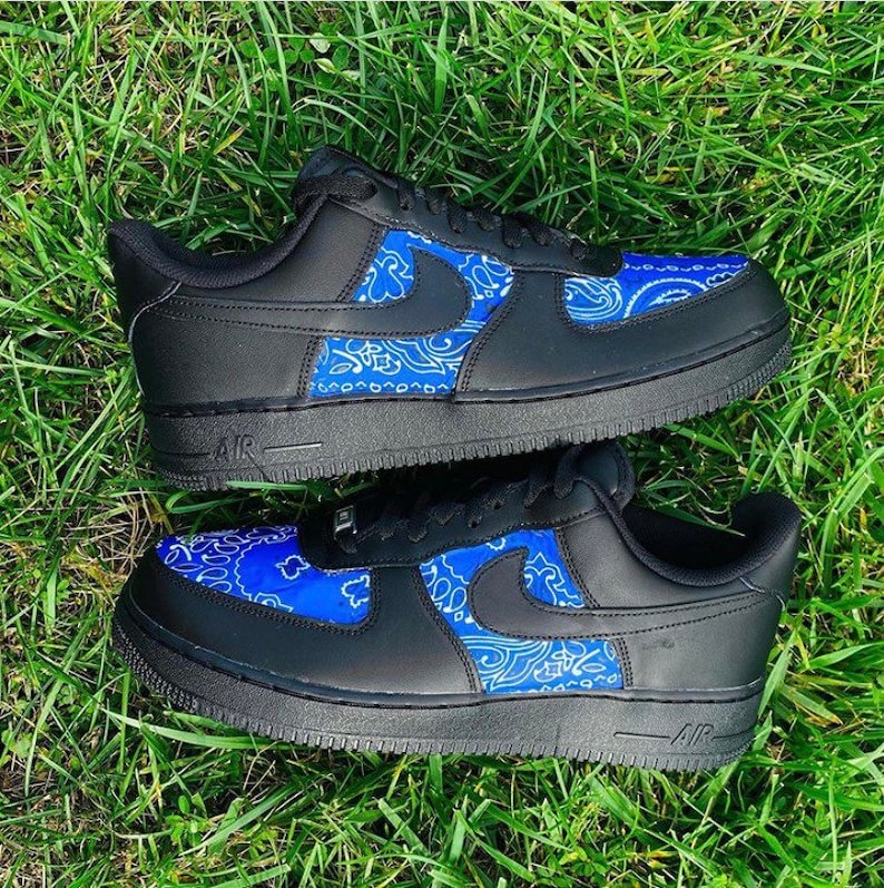 Black Bandana Scarf Custom Nike Air Force 1 Shoes Black Swoosh â Bandana Fever