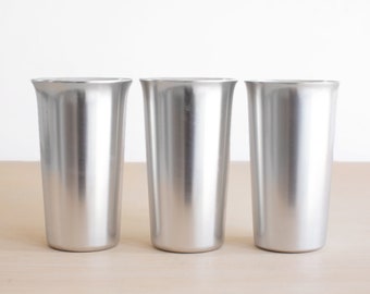 Vintage Metal Kensington Barware Tumblers / Retro Aluminum Cups