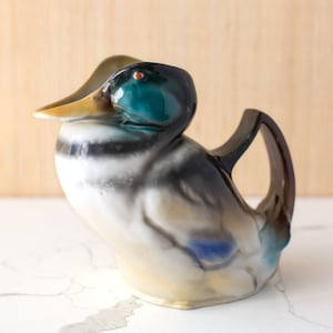 Antique Royal Bayreuth Mallard Pitcher / RARE / Collectable German Pottery / 1900&#39;s