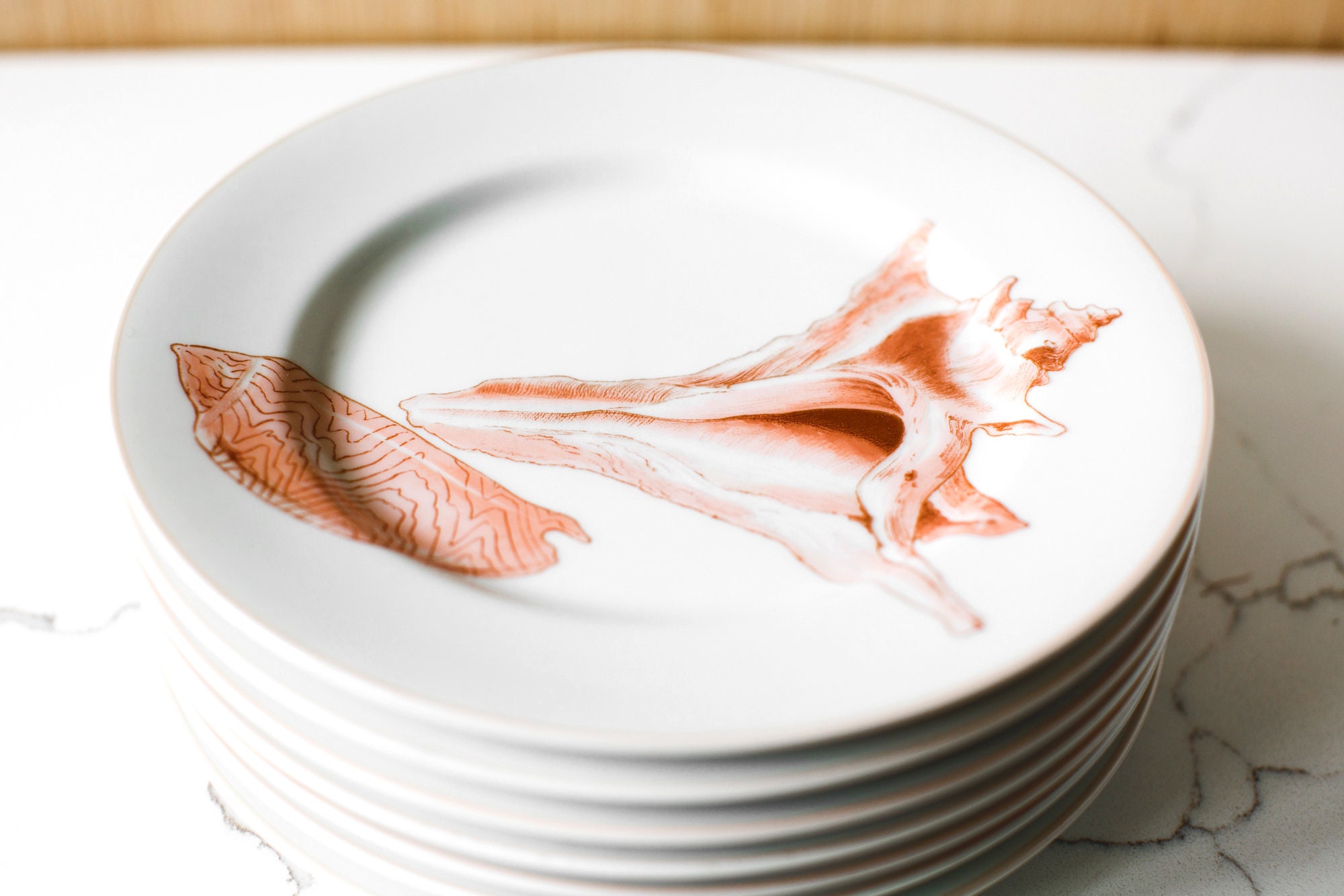 Set of Eight Fitz and Floyd Pink Peach Seashell plates / Etsy
