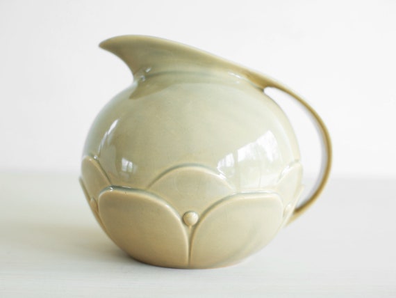 Roseville Mayfair Ball Jug Celadon Green / MCM Design / Round Pitcher 1104-7 / Collectable Pottery