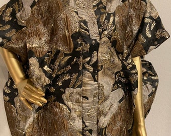 Brocade  Damask gold and black design dress for women
