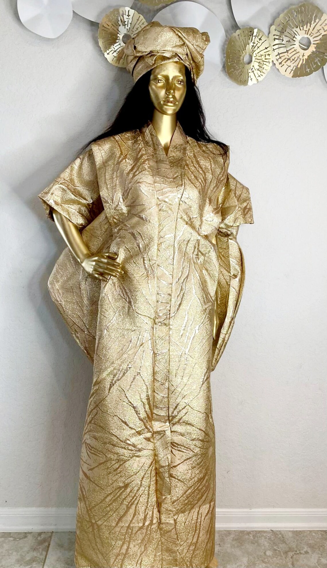 Cream and Gold Brocade Dress main image 1