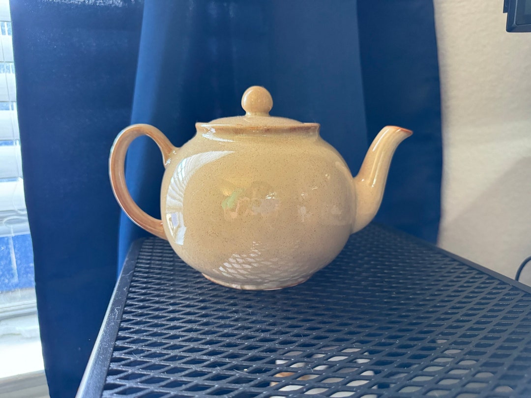 Tan Ceramic Tea Pot Brown Pot Etsy