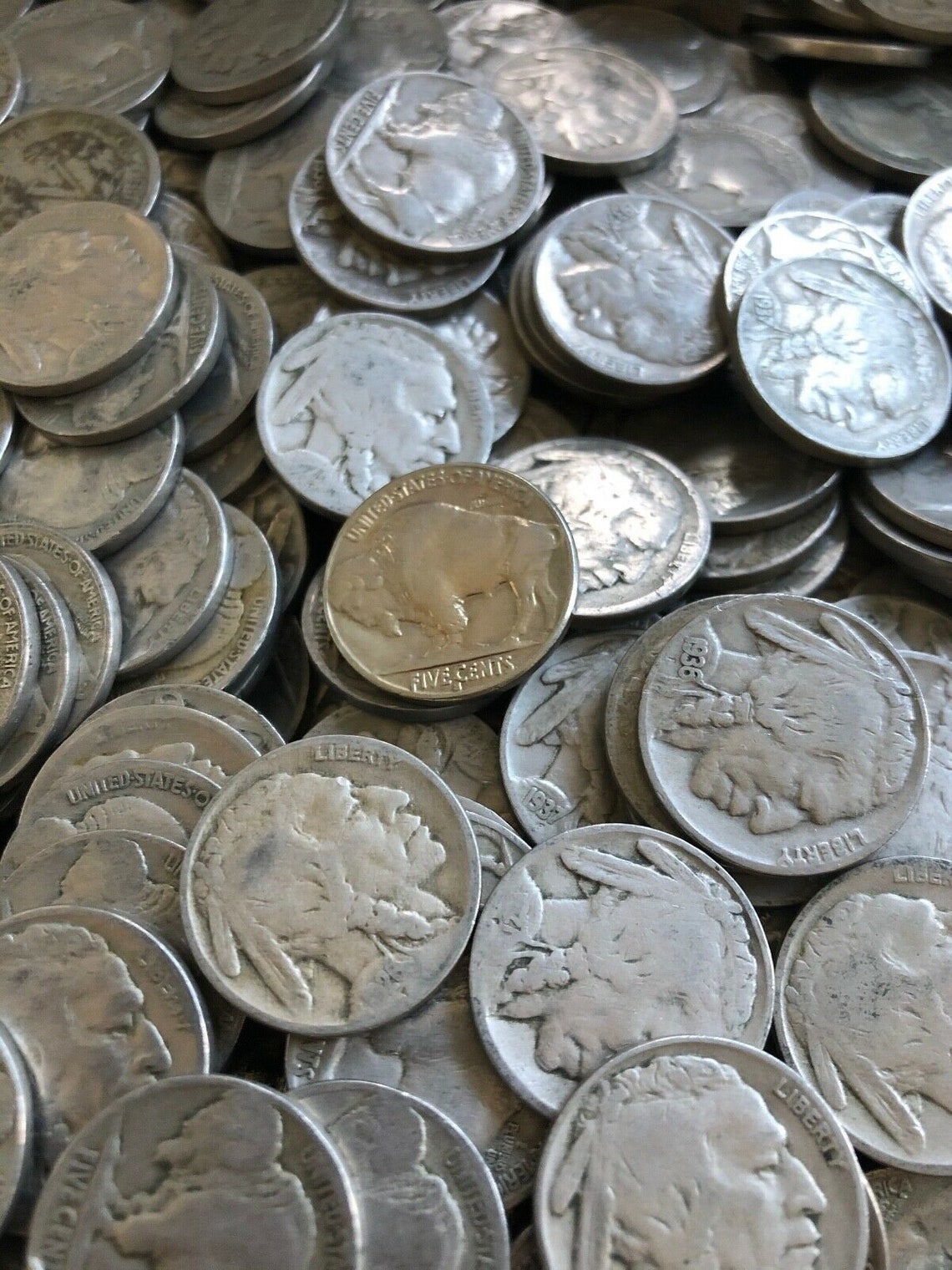 Liberty End Old Buffalo Nickel Rolls 40 Unsearched Nickels US Etsy