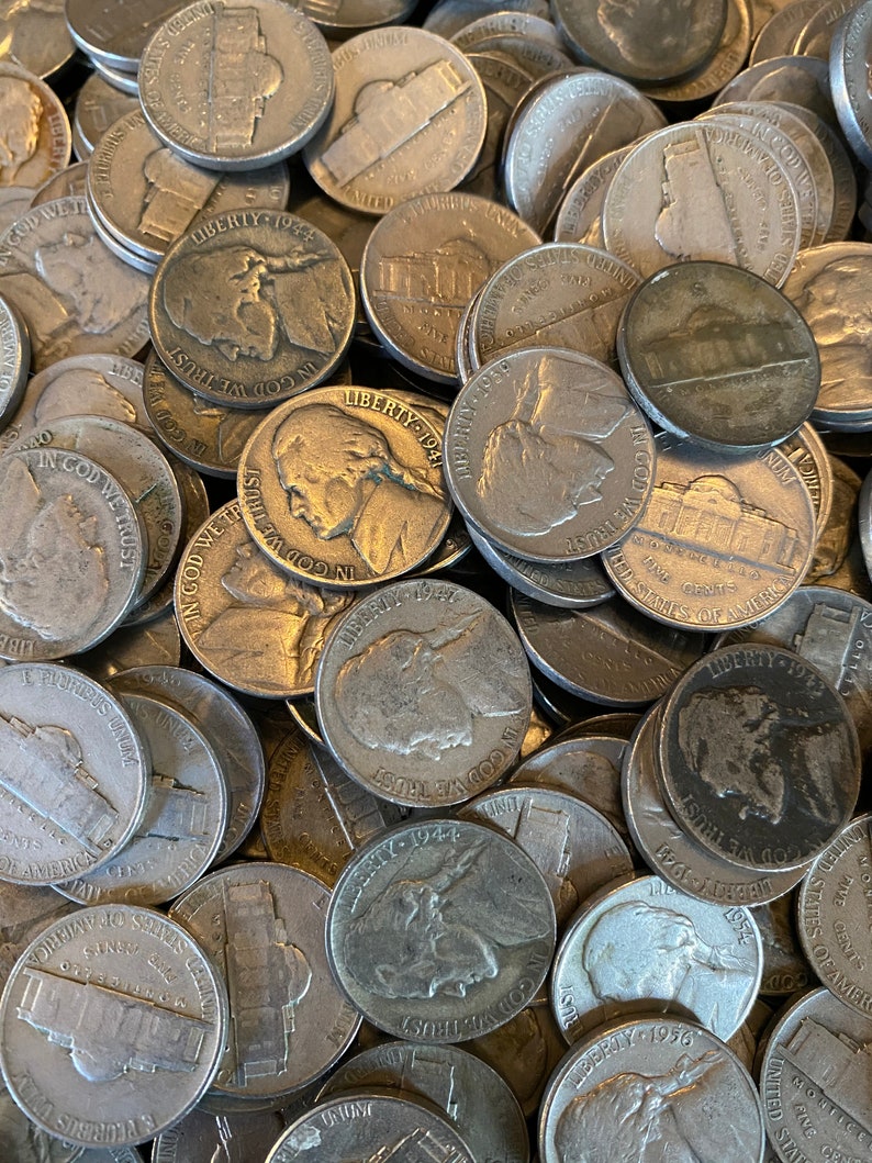 Jefferson Nickel Rolls 40 Nickels 19381964 US Coins Silver Etsy