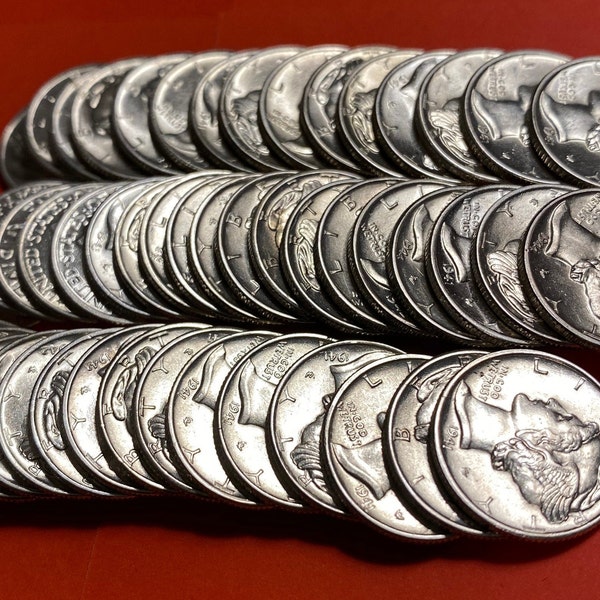 1 - Sin circular Mercury Dime 90% Plata Brillante Dimes Sin Circular 1935-1945 Monedas estadounidenses de Plata en tiempo de guerra