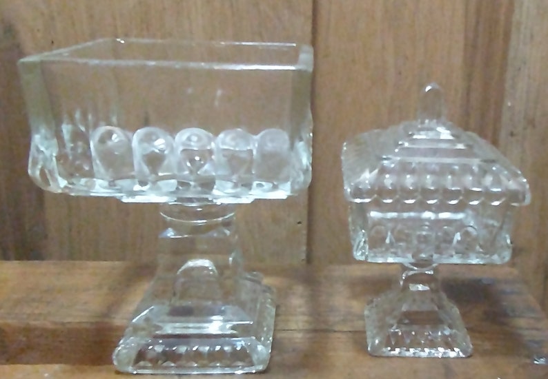 Vintage Glass Wedding Cake Box Pedestal Candy/nut Etsy