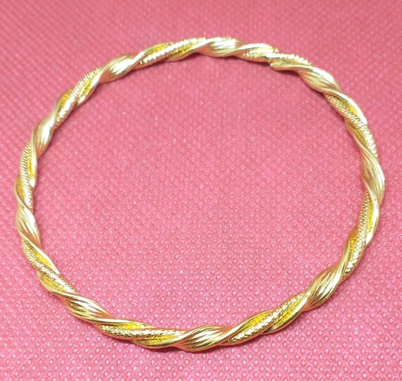 Three Vintage Gold-Tone Braid Rope Bangles - image 4