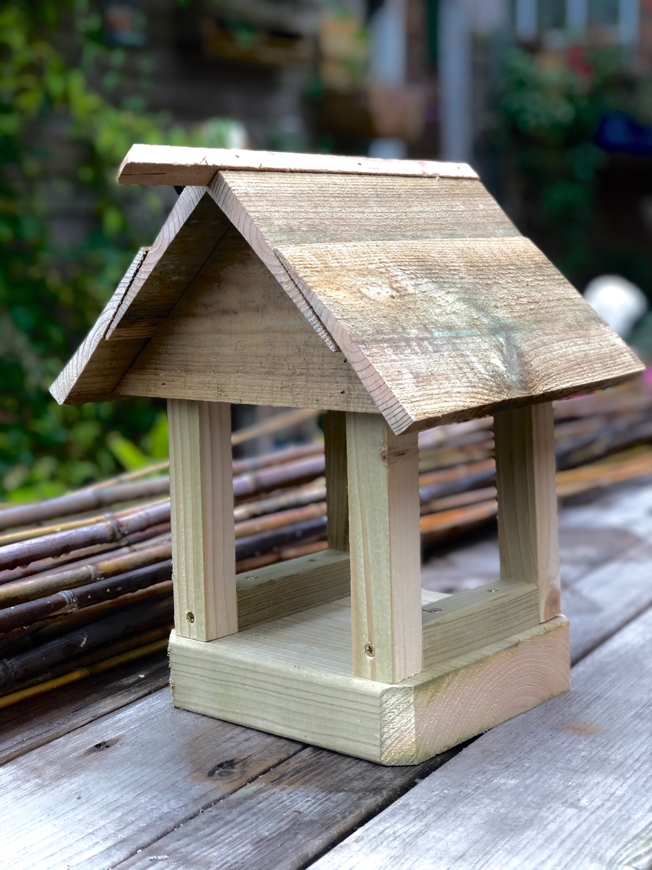 Handmade Bird Feeder Bird Station Natural Reclaimed Wood Etsy