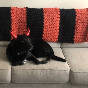 Halloween Chunky Knit Blanket, machine washable, made in USA, Fall Blanket