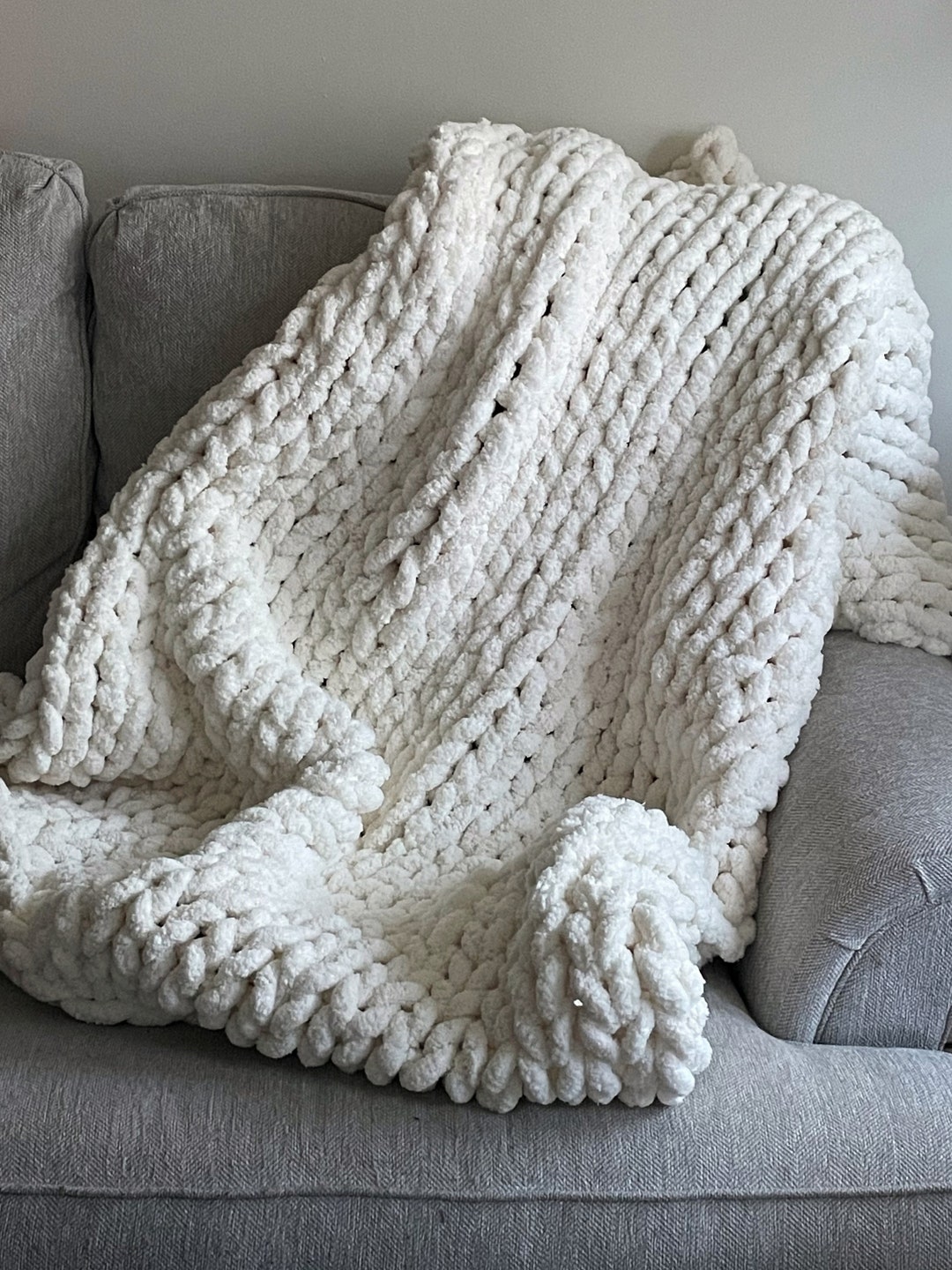 Vintage White Chunky Knit Blanket Throw Blanket Small to Large Sizes and Free Shipping Etsy UK