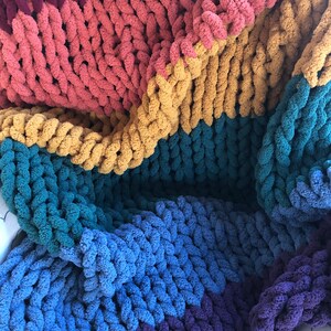 Beautiful handmade chunky knit blankets in a variety of colors, sizes and personalize with custom colors.  Ultra soft and cozy, machine washable and kid and pet friendly.  Chenille yarn that does not shed.  Perfect for gift giving or yourself!