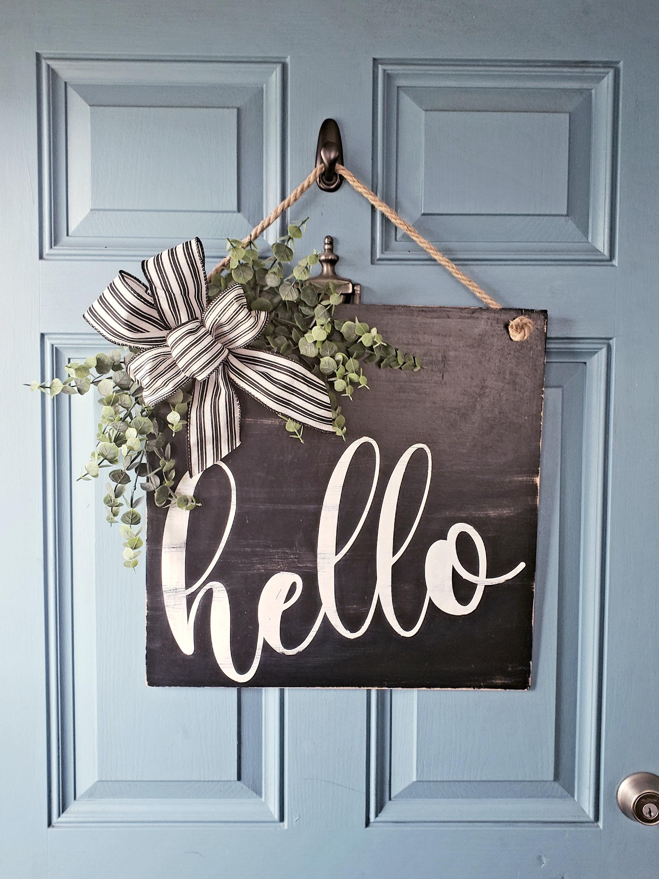 Square Hello Door Hanger - Etsy