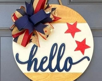 summer patriotic 4th of July door hanger wreath