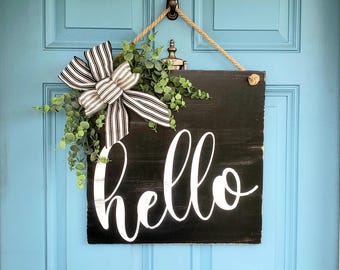 Square hello door hanger