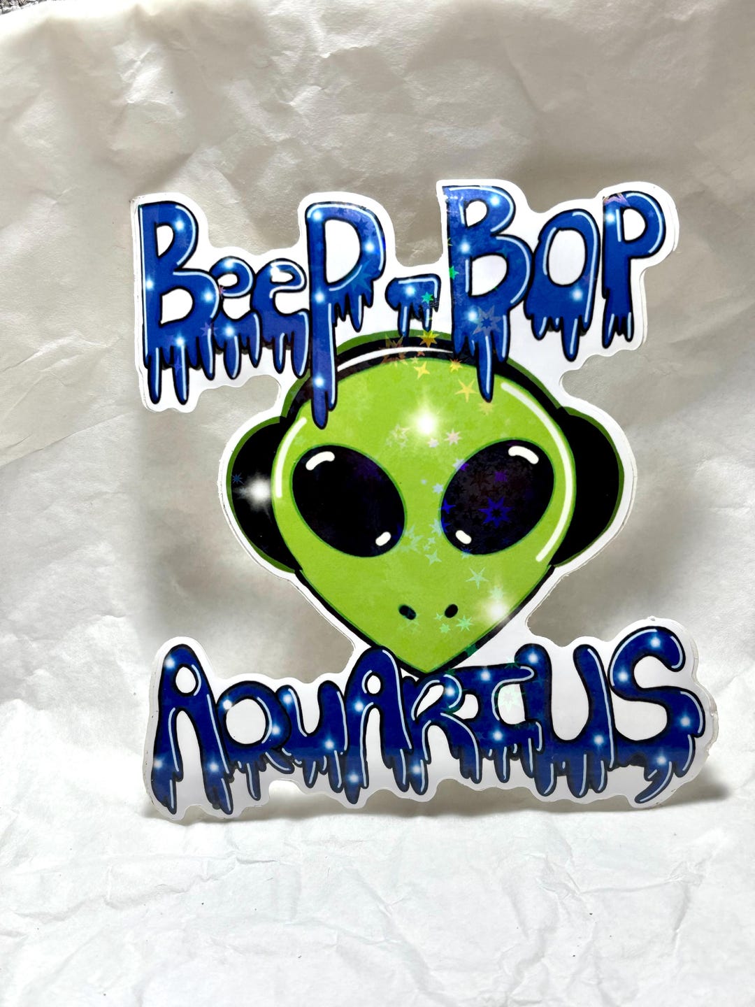 Beep-bop Aquarius Vinyl Sticker Holographic Alien Starry Design - Etsy