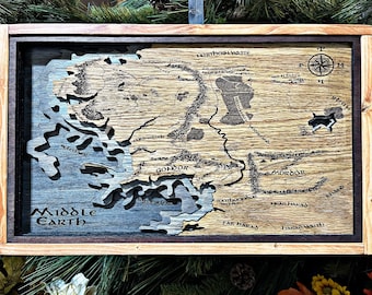 Middle Earth Wooden Bathymetric Map