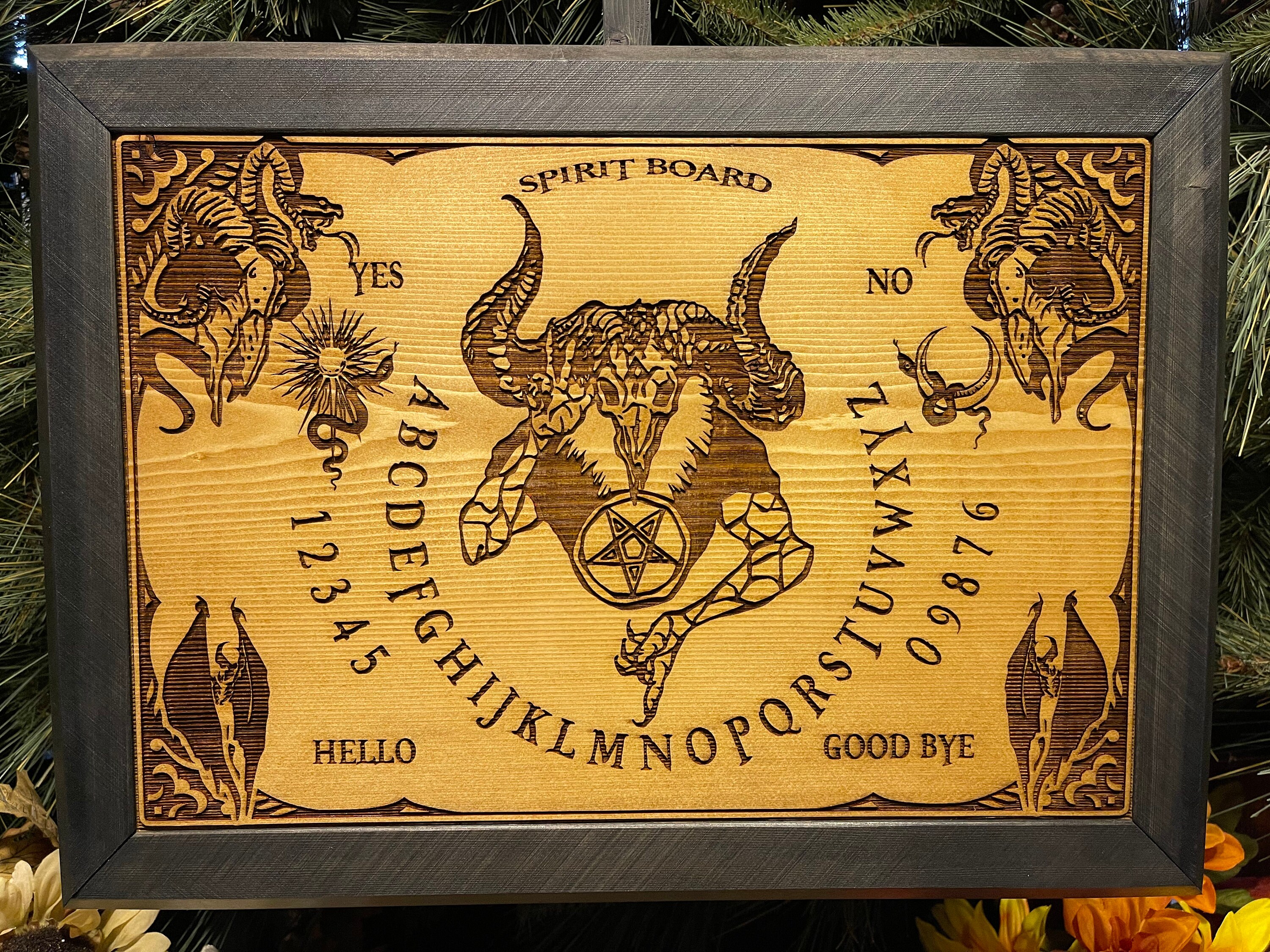 Miniature Wooden Spirit Board With Storage Drawer, Talking