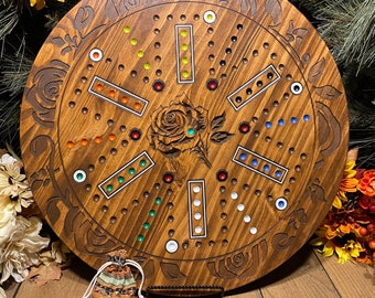 Heirloom Aggravation Board Game- Rose and Petals, Wahoo and Carbles Game, Quality Decorative Wooden Family Game, Gifts for Her, Mother gifts