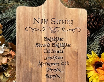 Hobbit Menu Cutting Board, Hobbit Daily Meals Engraved Plaque/Sign, Great Gift for Lord of the Rings and Hobbit fans, Bookworm Gifts