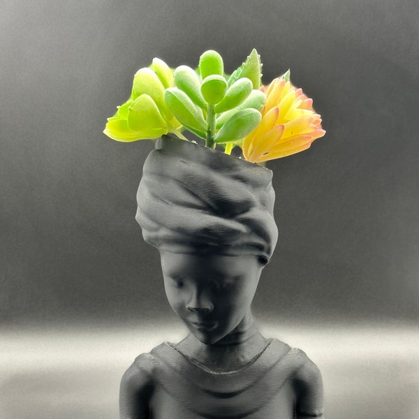 African Statue Plant Pot Etsy