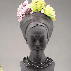 Afrocentric Woman Face Planter - Desk Planter, African Bust, Cozy Room Decor, Black Flower Planter, paintable figures