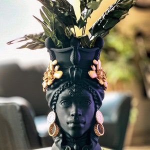 Female Moorish Head 15" Pot - Sicilian Moor - Testa di Moro - Succulent - Office Decor - Planter