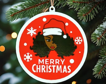 African American Christmas Ornaments, Black Woman Christmas,  Afro Centric Holiday Decor, Gift, Keepsake, Tree Ornament
