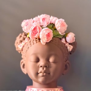 African American Baby Head Planter - Black girl Succulent Pot - Baby shower Gift