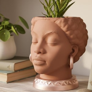 Black Women Face Planter,  Succulent Planter, Ebony Lady Pot, Original Design