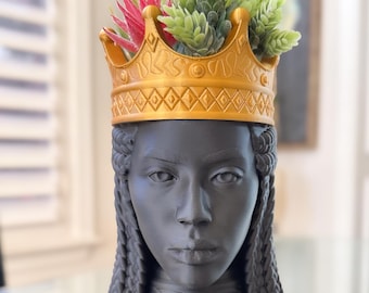 Black Queen Planter Pot for Plants |  Sculpture Planter, Home Decor - Unique Indoor Pot - Gift