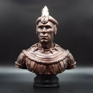 Shaka Zulu Bust - Handmade Art, Office and home, tabletop, African King Statue