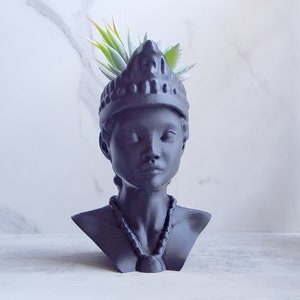 Yemanja Face Planter, Female Statue Head Vase, Desk Planter, African Goddess, Mothers Day Gift, paintable figures