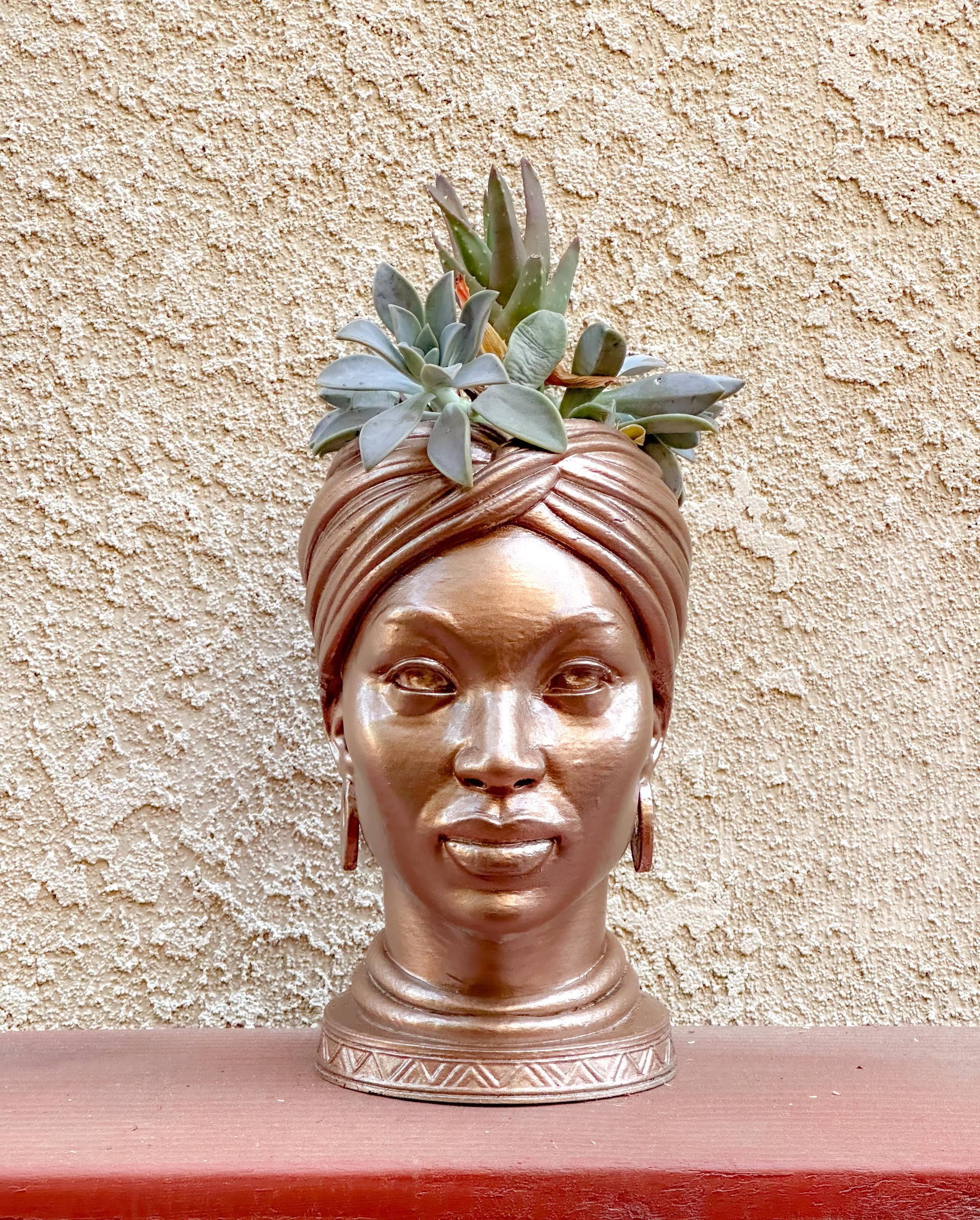 木彫り 黒人頭部置物 約18cm オブジェ 木彫り 黒人頭部置物 約18cm